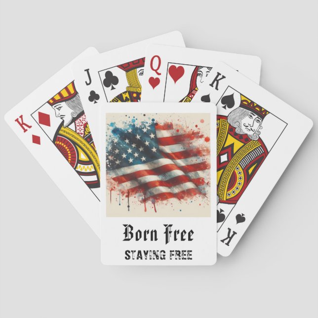 *** AP16 Red White Blue American Flag Play 8 Playing Cards (Back)
