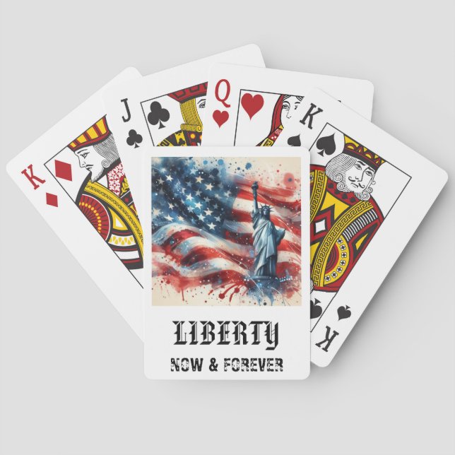 *** AP16 STATEUE of LIBERTY American Flag Play 5 Playing Cards (Back)