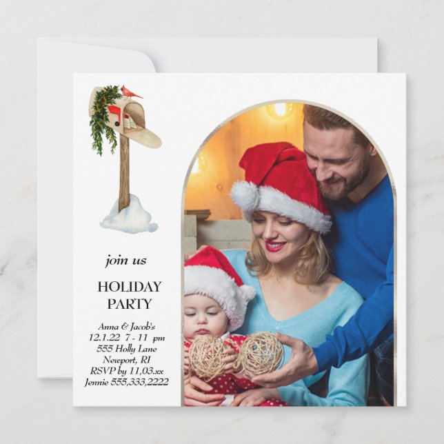 *~* AP20 PHOTO Christmas Holiday Party Geometric  Invitation (Front)