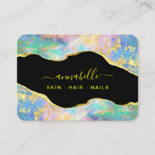 *~* AP26 OPAL Rainbow QR  Gold Glitter Ethereal  Business Card