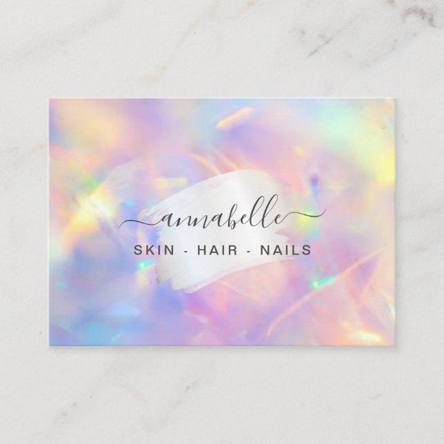 *~* AP26 OPAL Rainbow QR Holograph Ethereal  Business Card (Front)