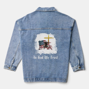 *~* AP27 Christian Veteran Patriotic Eagle  Flag Denim Jacket
