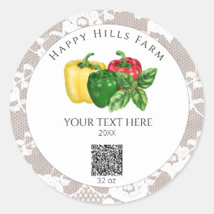 *~* AP30 Bell Peppers Canning QR Logo  Classic Round Sticker