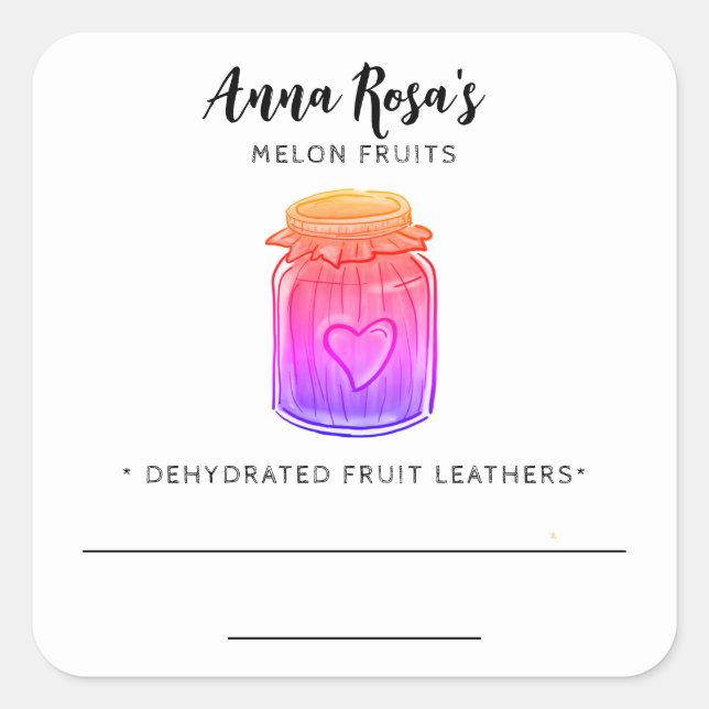 *~* AP30 Dehydrated Fruit Leathers Blank Jar Label (Front)