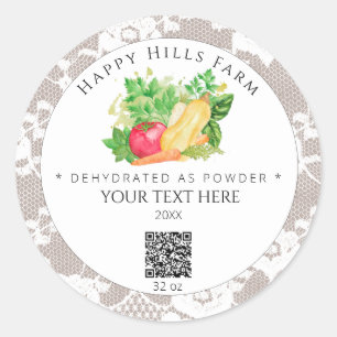 *~* AP30 DEHYDRATED Vegetables QR Logo Jar Classic Round Sticker