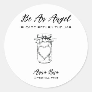 *~* AP30 Heart Ribbon  Return jar Canning Mason  Classic Round Sticker