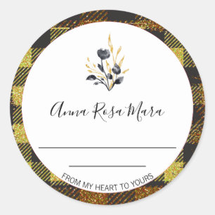 *~* AP30 Jam Buffalo Gingham Can Homemade Generic  Classic Round Sticker