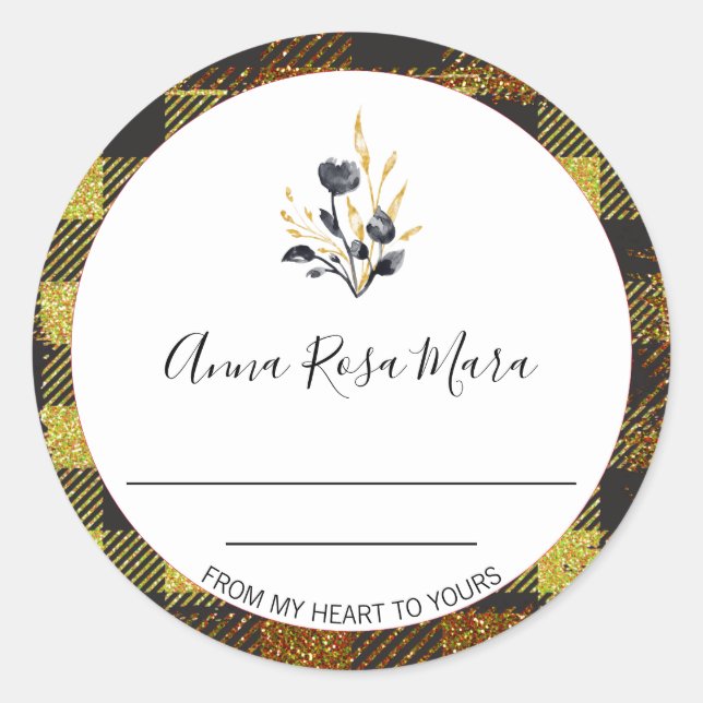 *~* AP30 Jam Buffalo Gingham Can Homemade Generic  Classic Round Sticker (Front)