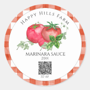 *~* AP30 Tomato LOGO Canning QR Jar Classic Round Sticker
