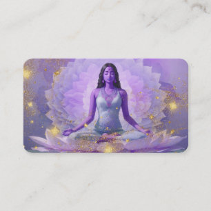 *~* AP32  Cosmic Lavender Lotus  Woman QR Mandala Business Card