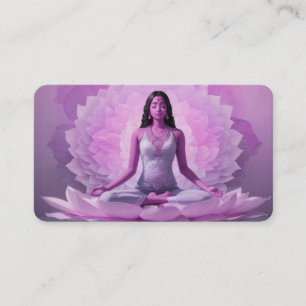 *~* AP32  Lavender Pink Lotus Woman QR Mandala Business Card