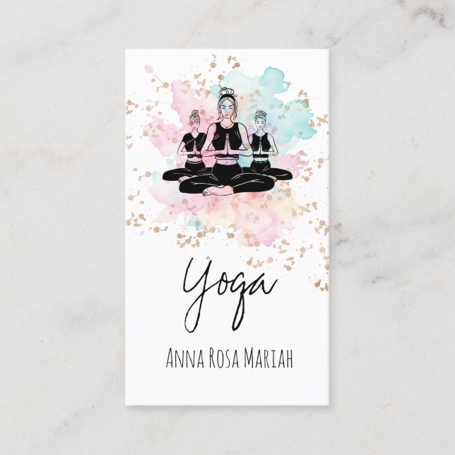 *~* AP33  Yoga Class Rainbow Chakra Spiritual  Business Card (Front)