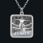 *~* AP42 FAMILY Photo Picture Glitter Silver Silver Plated Necklace<br><div class="desc">SQUARE NECKLACE - GLITTER and White Block Letters (search id AP42 for similar designs on various products ) * Energetically Enhanced remembrance Keepsake memories memory family. Upload your family picture. Right now the text reads "FAMILY" A text area is available. Personalize Customize the font colour , font size actual of...</div>