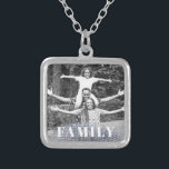 *~* AP42 FAMILY Photo Picture Glitter Silver Silver Plated Necklace<br><div class="desc">SQUARE NECKLACE - GLITTER and White Block Letters (search id AP42 for similar designs on various products ) * Energetically Enhanced remembrance Keepsake memories memory family. Upload your family picture. Right now the text reads "FAMILY" A text area is available. Personalize Customize the font colour , font size actual of...</div>