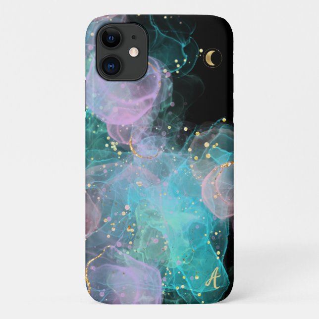 *~* AP46 Pastel Gold Glitter QR Abstract Ink  Case-Mate iPhone Case (Back)