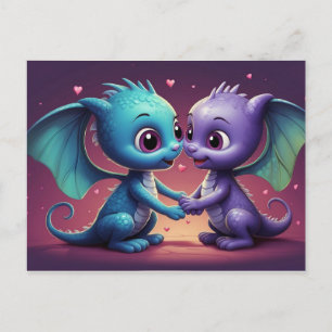 *~* AP48 Invitation Photo Dragon Dino Cœurs Carte 
