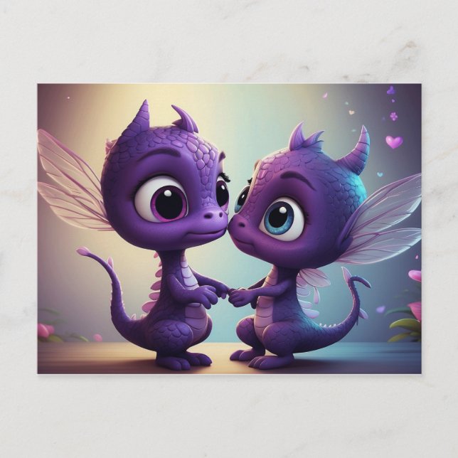*~* AP48 PHOTO Invite Dragon Dino Cartoon Postcard (Front)