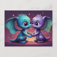 *~* AP48 PHOTO Invite Dragon Dino Hearts Postcard