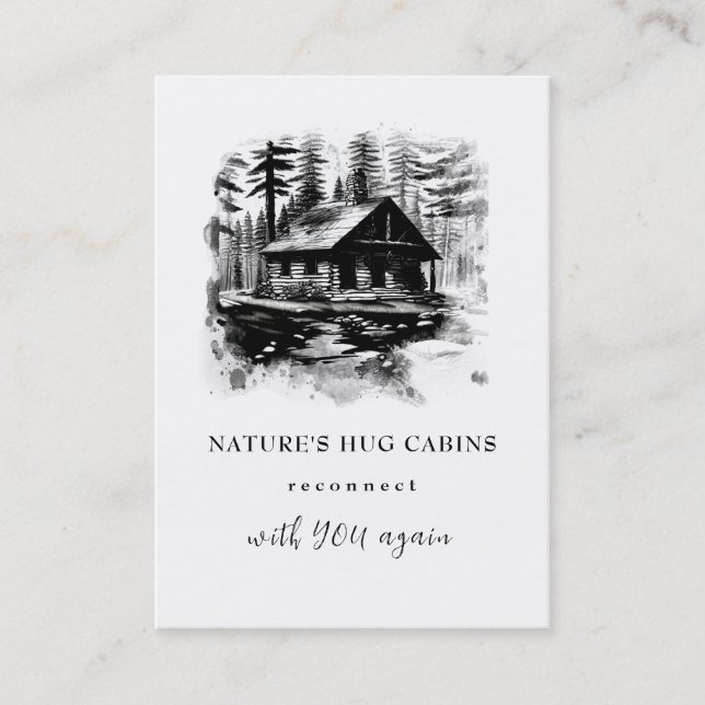 *~* AP49  Rustic Cabin Cottage Lodge QR Business Card (Front)