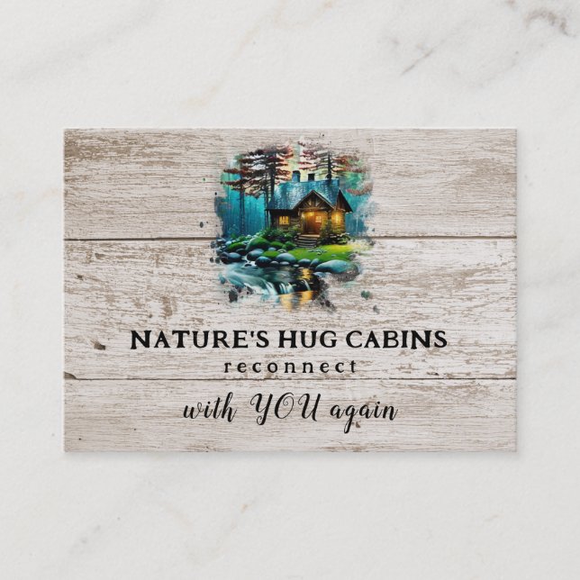 *~* AP49  Rustic Cabin QR Snowy Wood Planks Business Card (Front)