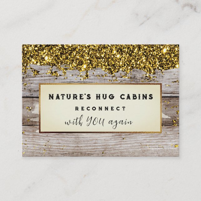 *~* AP49  Rustic QR Distressed Wood Glitter Business Card (Front)