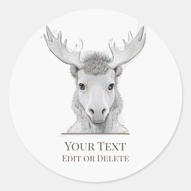 *~* AP49 Sweet Rustic Baby Moose Cute Classic Round Sticker (Front)
