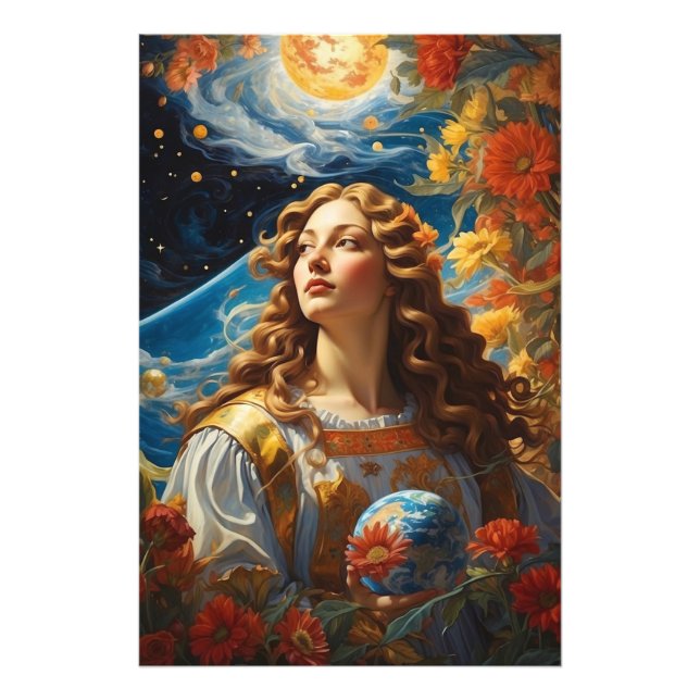 *~* AP50 Fantasy Universe Cosmic Goddess Flower  Photo Print (Front)