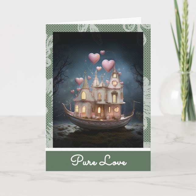 *~* AP51  Love Boat Hearts Romantic Valentine 21 Holiday Card (Front)