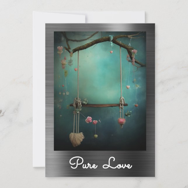 *~* AP51 Romantic Swing Hearts Valentine Serene 10 Invitation (Front)