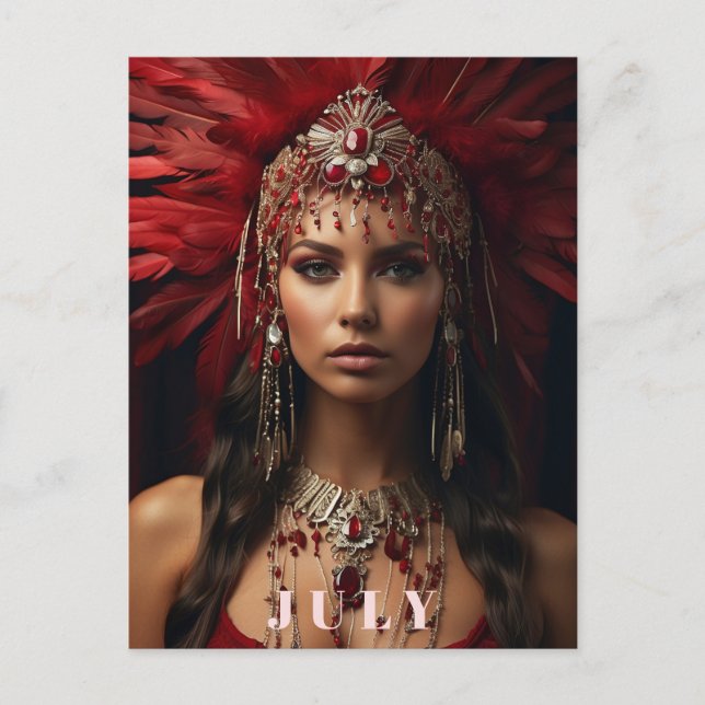 *~ AP53 Boho JULY Goddess BIRTHDAY RUBY Postcard (Front)