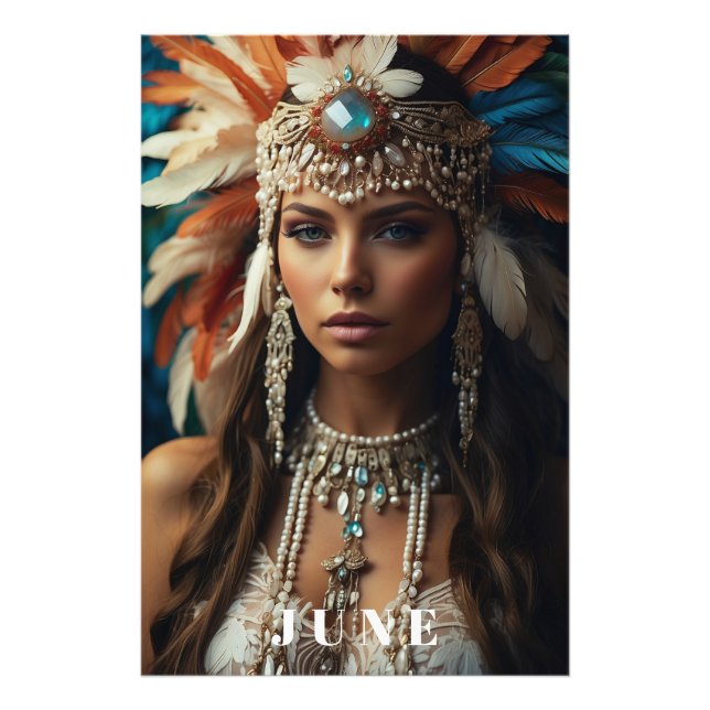 *~ AP53 JUNE BIRTHDAY PEARLS Boho Woman Photo Print (Front)