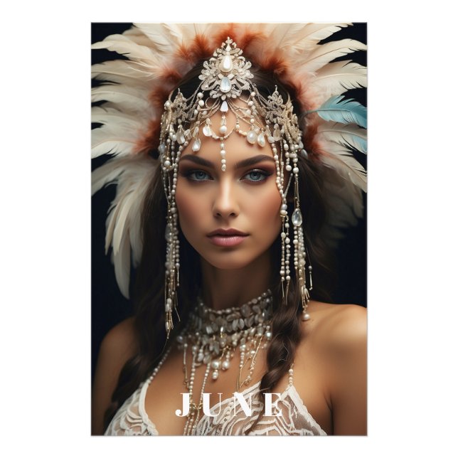 *~ AP53 JUNE Boho BIRTHDAY PEARLS Woman Photo Print (Front)
