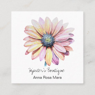 *~* AP57 Boho QR Bold Retro 60's Flower DAISY Square Business Card