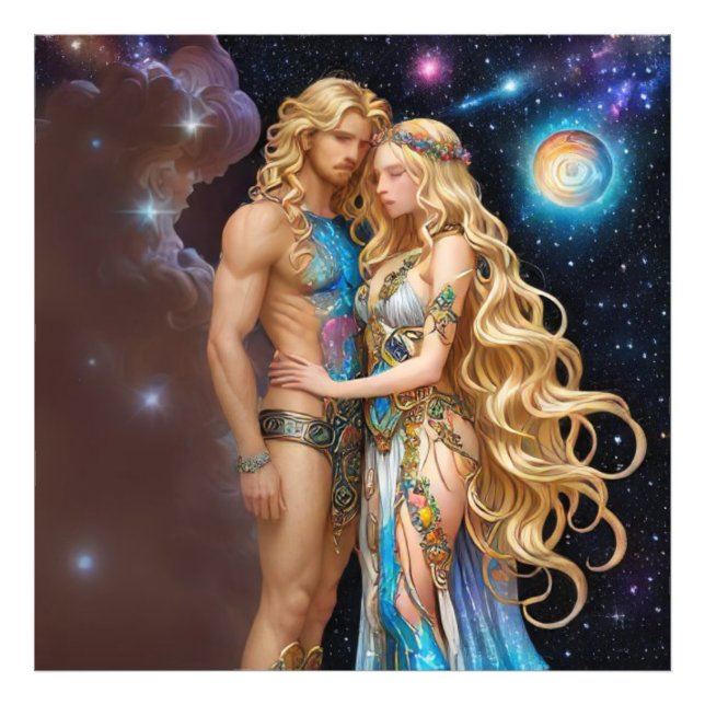 *~* AP58 Cosmic Couple Fantasy Romantic Galaxy Photo Print (Front)