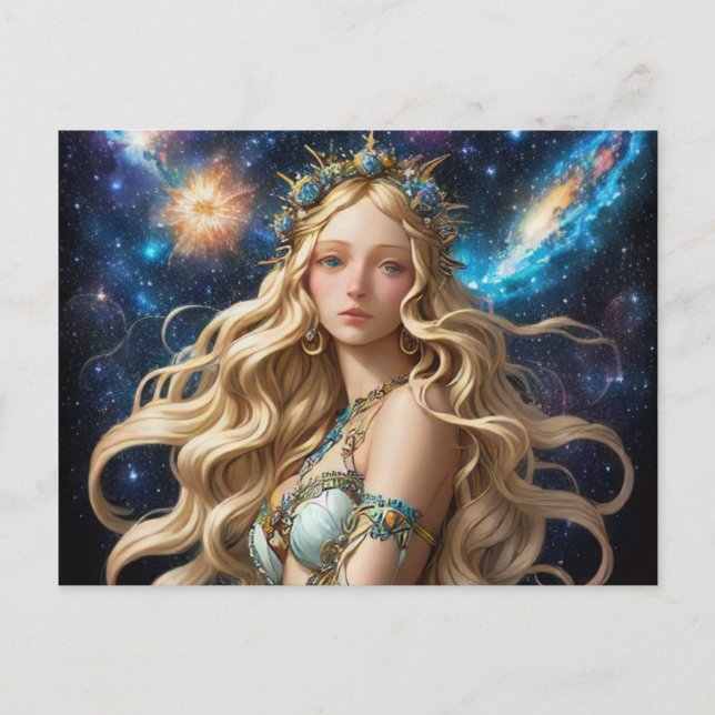 *~* AP58 Cosmic Women Fantasy CELESTIAL Holiday Postcard (Front)