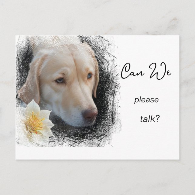 *~* AP61 Please Can We Talk  Lab Retriever Flower  Postcard (Front)