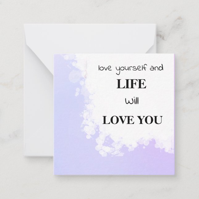 *~  AP62 Kindness LOVE SELF Lavender Note Card (Front)