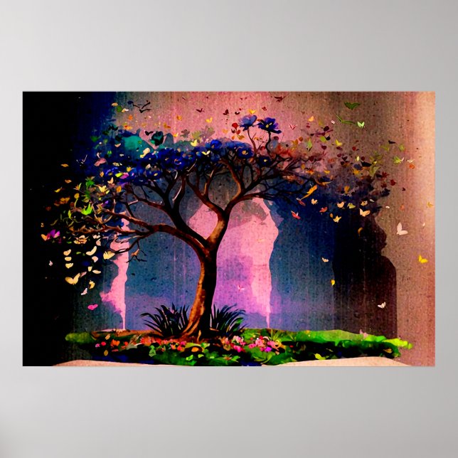 *~* AP81 Modern Artistic Tree Ethereal Calming Poster (Front)