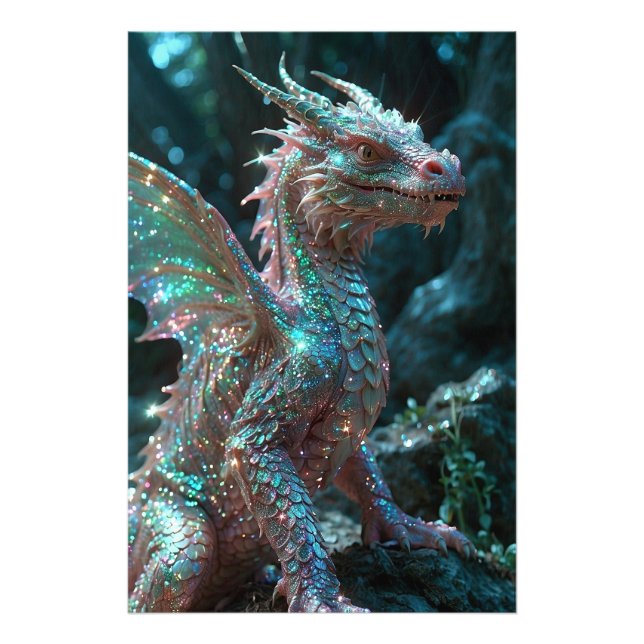 *~* AP88 Glittery Fantasy  Dragon Wall Artwork 18 Photo Print (Front)