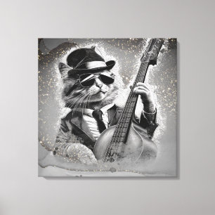 *~ AP91 Grey Percussionist Cool Cat DRUMMER Canvas Print
