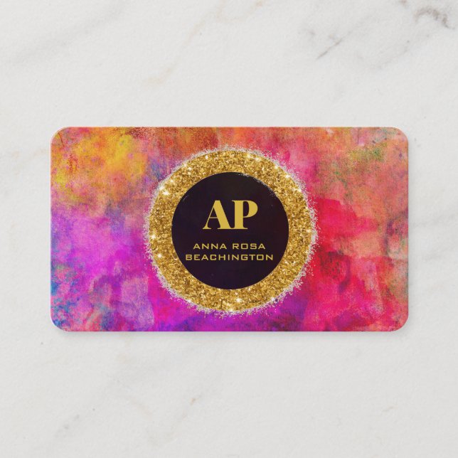 *~AP93 Neon Warm BOLD Abstract QR Business Card (Front)