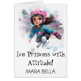*~* AP94 Cute 4 Hockey Girl Personalize Birthday