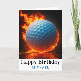 *~* AP94 Modern Fire Golf Ball Birthday Card
