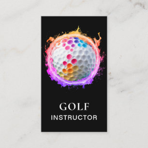 *~*  AP94 QR Flames Fire Rainbow  Bold Golf Ball  Business Card