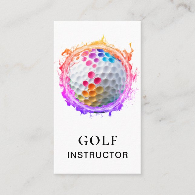 *~*  AP94 QR Flames  Rainbow Colourful Golf Ball  Business Card (Front)