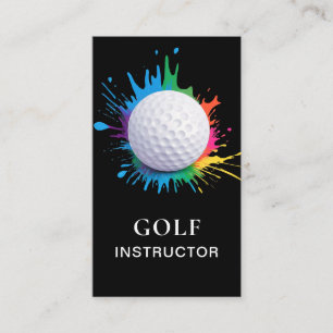 *~* AP94 QR Rainbow Splash Bold Golf Ball Business Card