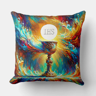 AP Communion Host and Chalice Expressionist Effect Throw Pillow