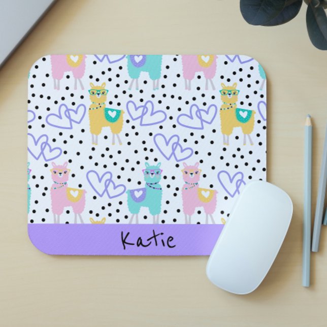 Apaca Llama Personalized Colourful Pink Purple Mouse Pad (Creator Uploaded)