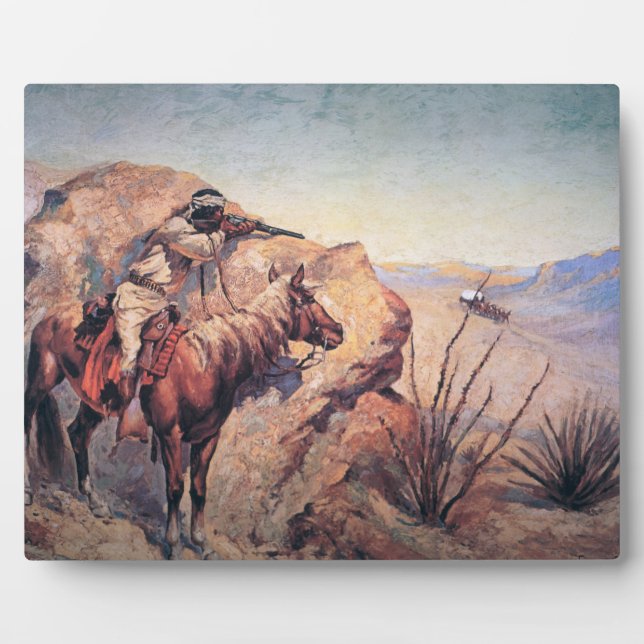Apache Ambush (oil on canvas) Plaque (Front)