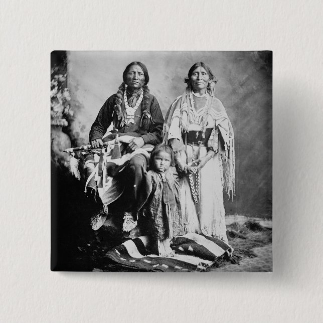 Apache Chief Antonio Maria with his family, 1897 ( 2 Inch Square Button (Front)
